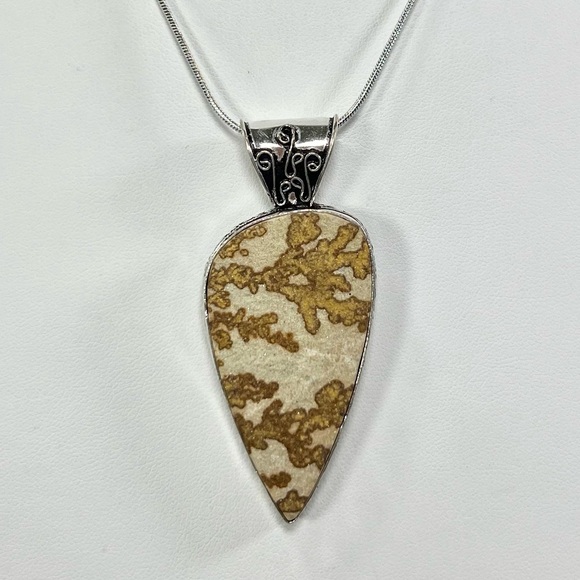 German Dendritic 925 Gemstone Pendant - Picture 1 of 5